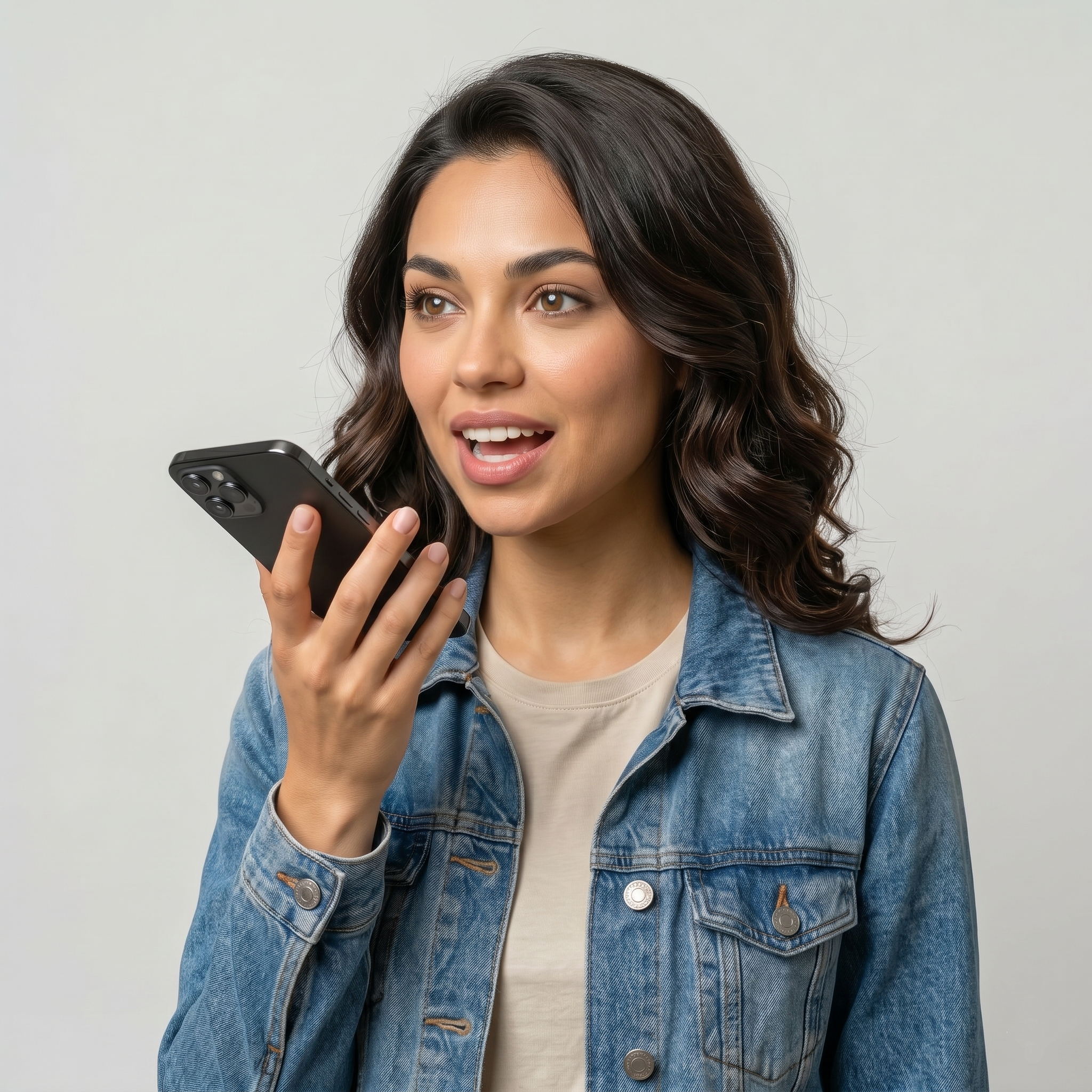 Pessoa praticando fala em inglês com o celular